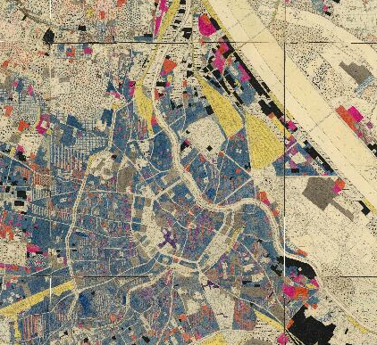 Ausschnitt der historischen Karte 'Geographische Strukturanalyse Wien ~1958'